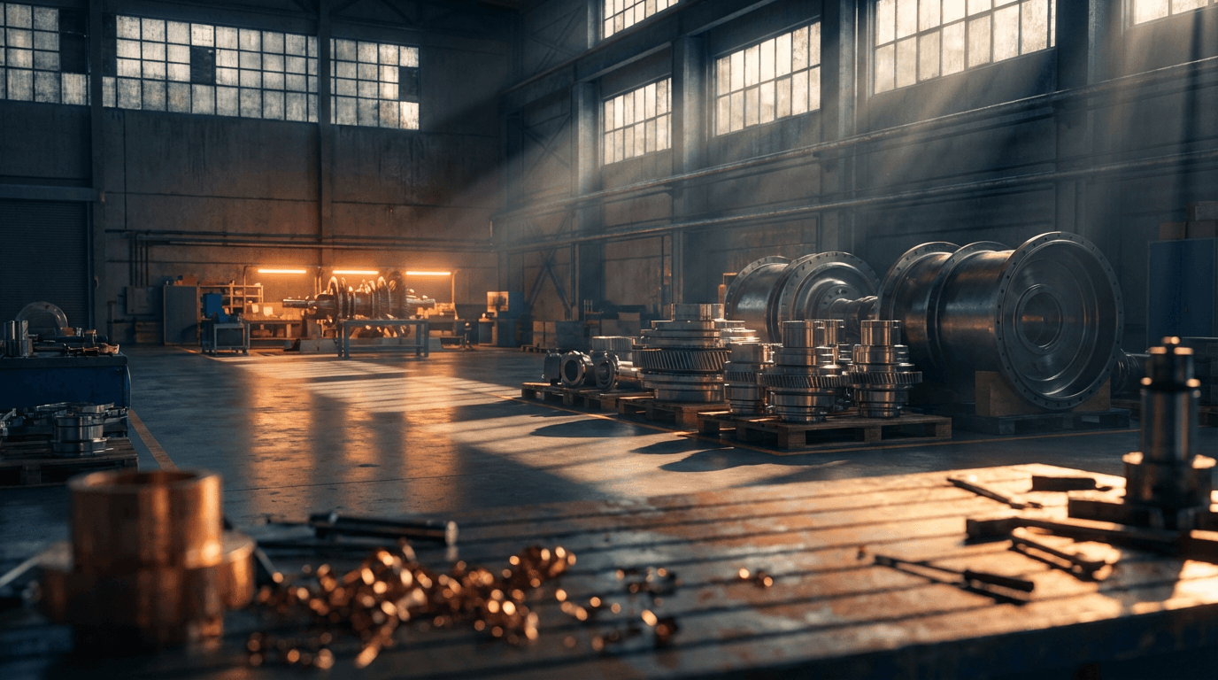 Equipos industriales rotativos en una instalación técnica