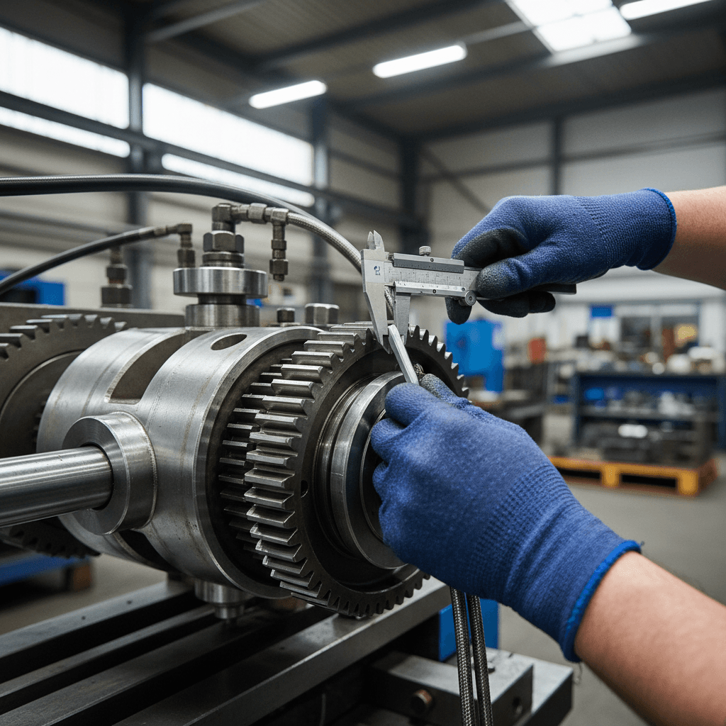 Ingeniero ajustando equipos de control de maquinaria industrial